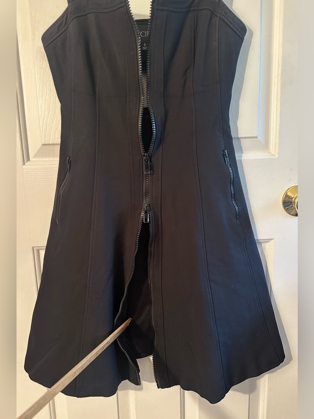 TOCCIN (NY) 6 Quiet Luxury Edge Grunge Whimsigoth Taylor Zip Front Mini Dress - Picture 3 of 15